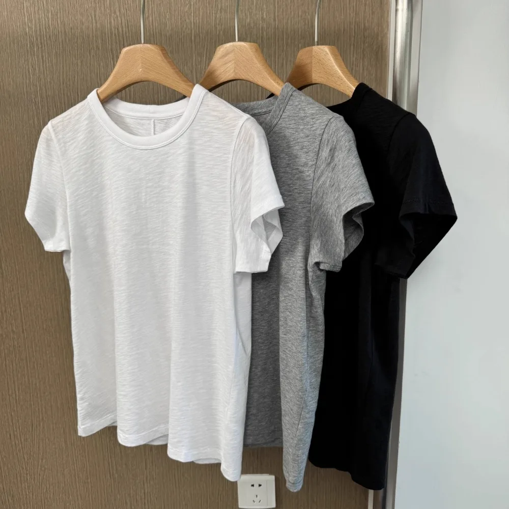 Simple and Versatile Classic Back Mid-seam Cotton T-shirt
