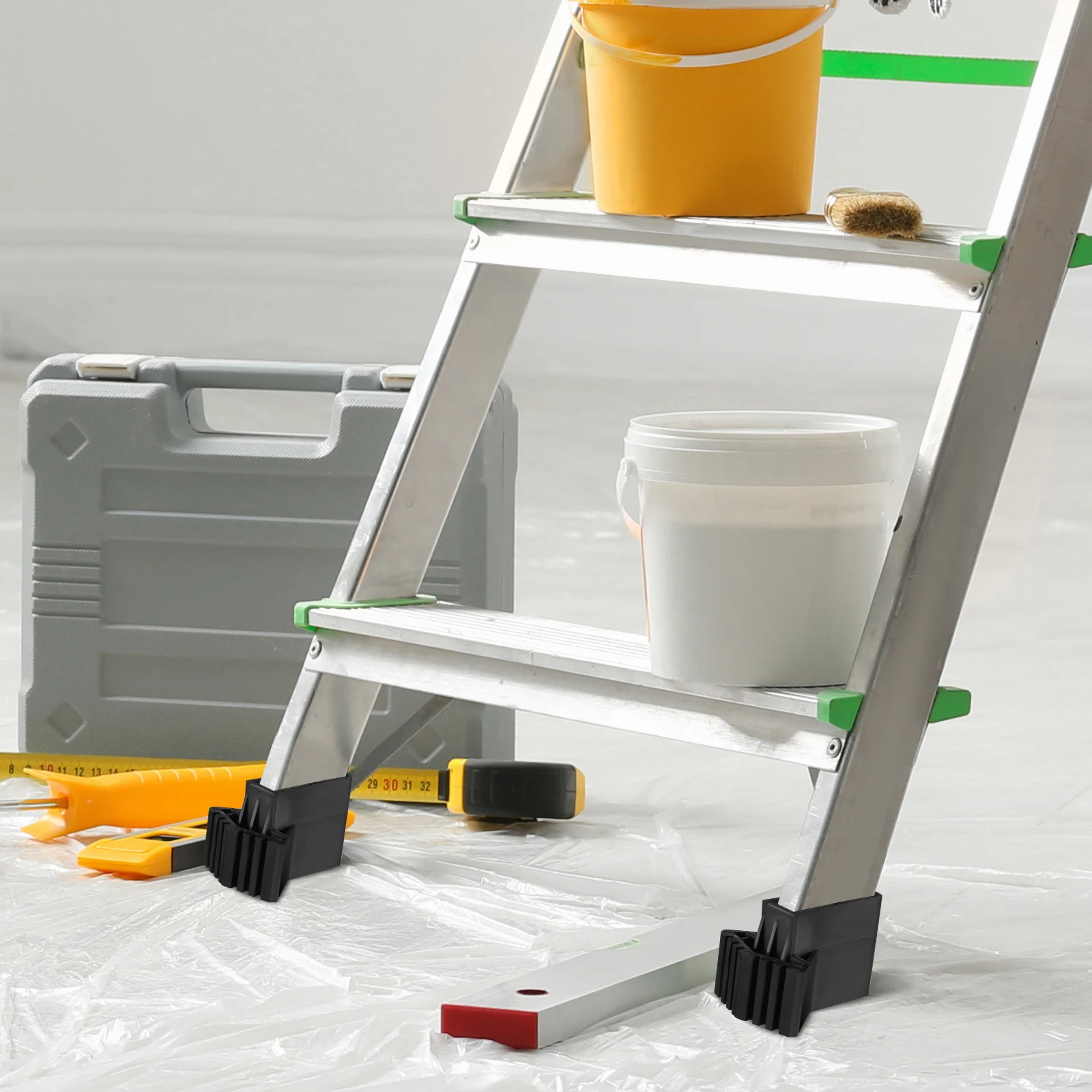 4 Pcs Black Plastic Non slip Foot Pads for Telescopic Step Ladder Parts Strong Material Multi functional Stabilizer Cushion