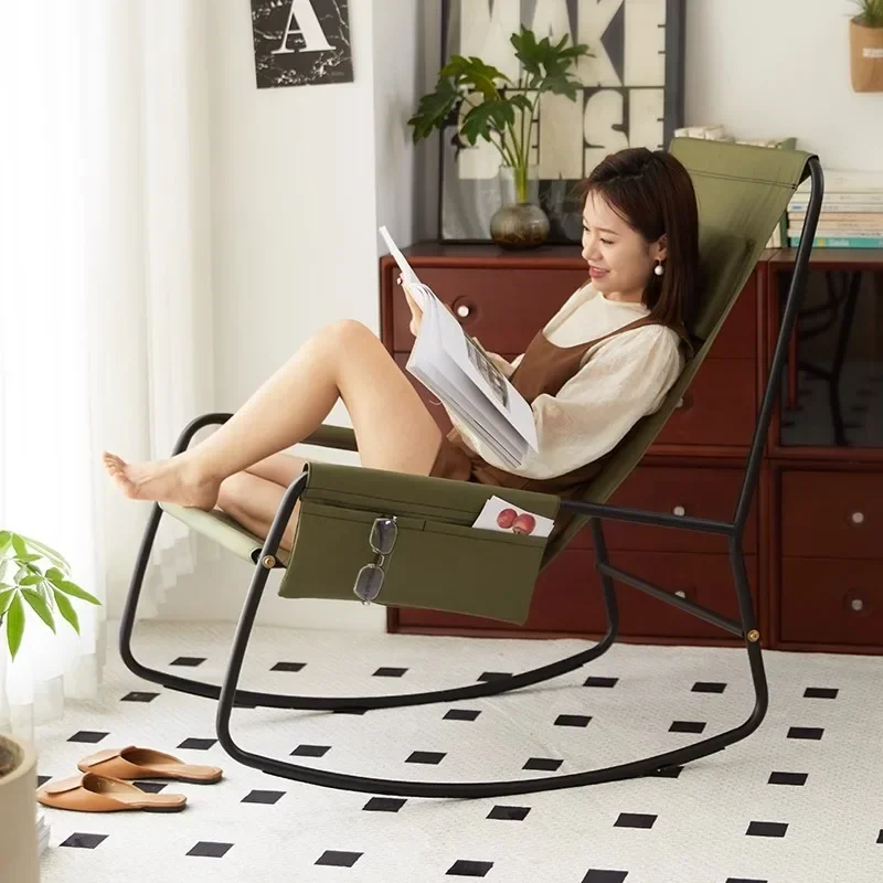 Single outdoor rocking chair, recliner chair, summer breathable fabric rocking chair, can be sitting or lying down