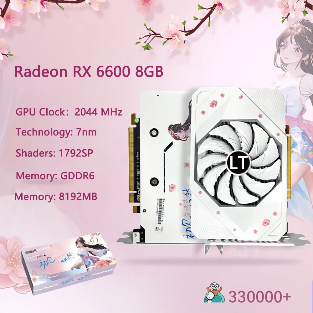 بطاقة رسومات ألعاب جديدة من lotorasia Radeon RX6600 بسعة 8 جيجابايت GDDR6 PCI Express x16 3.0