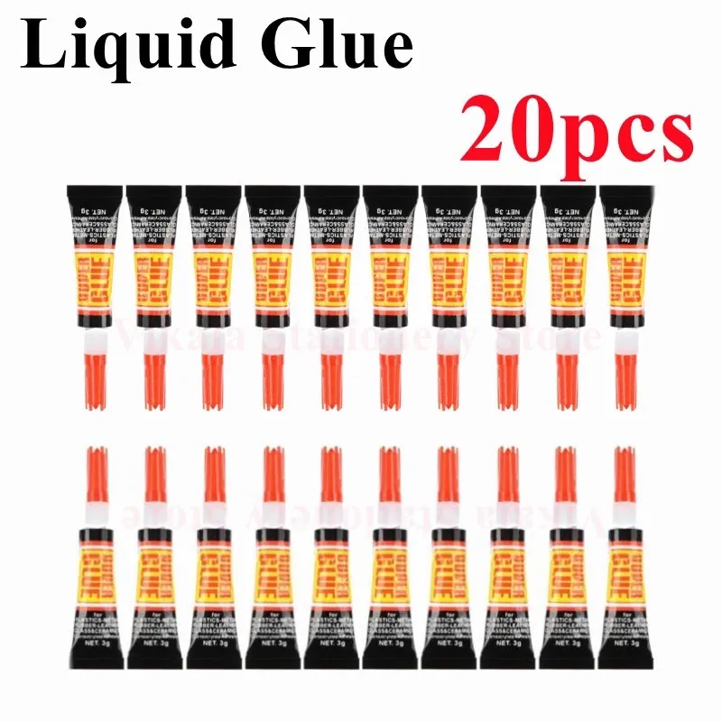 Colle liquide forte et instantanée pour bois, caoutchouc, papier et métal, gel adhésif Cyanoacrylate, Super glue pour papier, cuir et ongles, accessoire pour salon et papeterie, 502, 20 pièces,