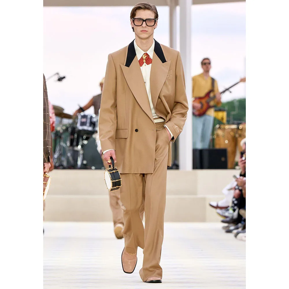 

Brown Formal Men Suits Large Single Breasted High Quality Business Special 2 Pieces Jacket Pant Peak Lapel Male Clothing Stylish