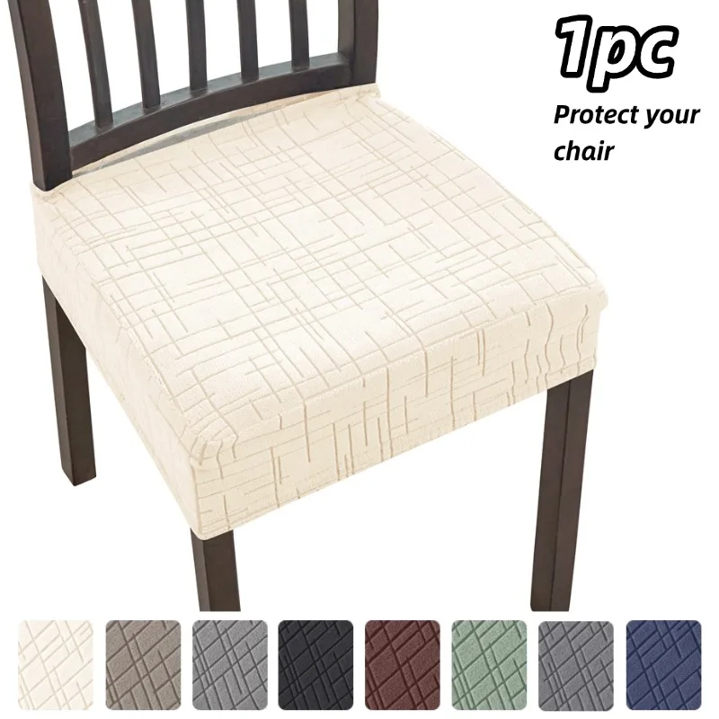 Solid Color Dining Chairs Covers Removable Jacquard Cushion Seat Cover Four Season Universal Protective Cover for Home Hotel