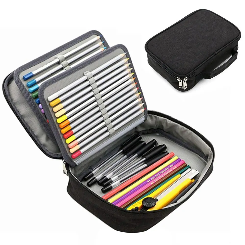 

72 Hole Art Storage Pen Case Large Capacity Portable Oxford Cloth Pencil Case with Handle Zipper Stationery Pouch Art Supplies