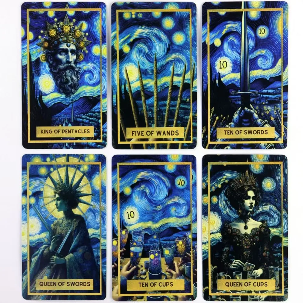 10.3*6cm 78 Starry Night Magic Theme Tarot Cards Based on Rider Waite System