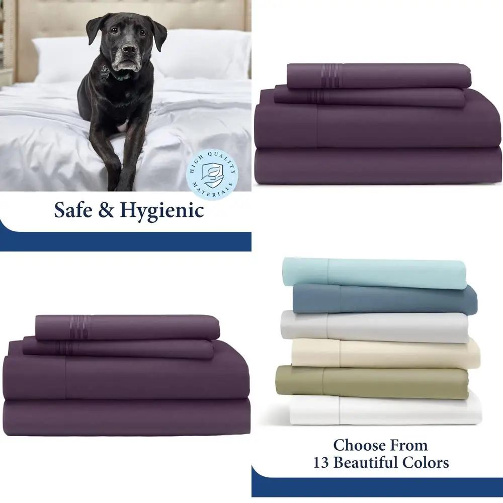 

Элитный комплект постельного белья из 4 предметов (1500 нитей) – Простыни премиум-класса, как в отеле – С глубоким карманом, устойчивые к сминанию и пятнам – Размер Cal King