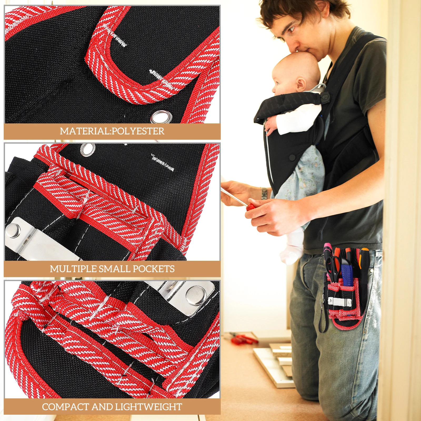 Tool Belt Pouch Electricians Tool Bag Compact Size Large Capacity Wear Resistant Stylish Outlines Utility Pouch