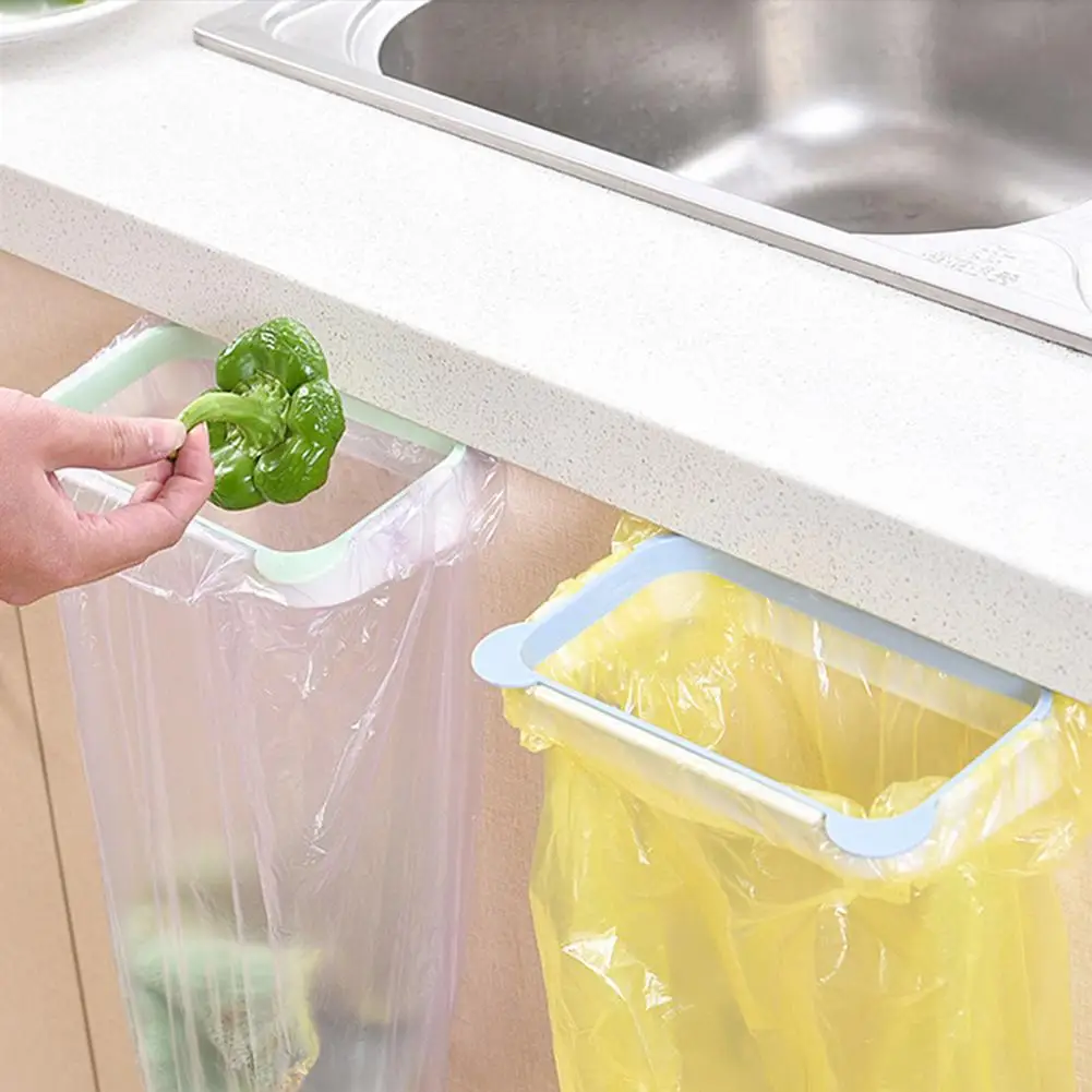 Kitchen Cabinet Door Basket Hanging Trash Can Door Back Design Stable Shelf Waste Bin Garbage Bag Holder accesorios de baño