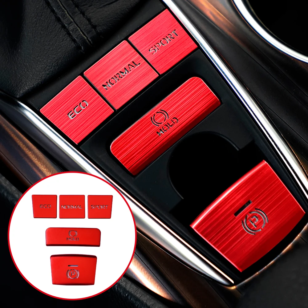 5pcs Car Gear Shift Panel Button Cap Cover Switch Frame Trim Sticker Decoration Decals For Toyota Camry 2018-2022 Accessories