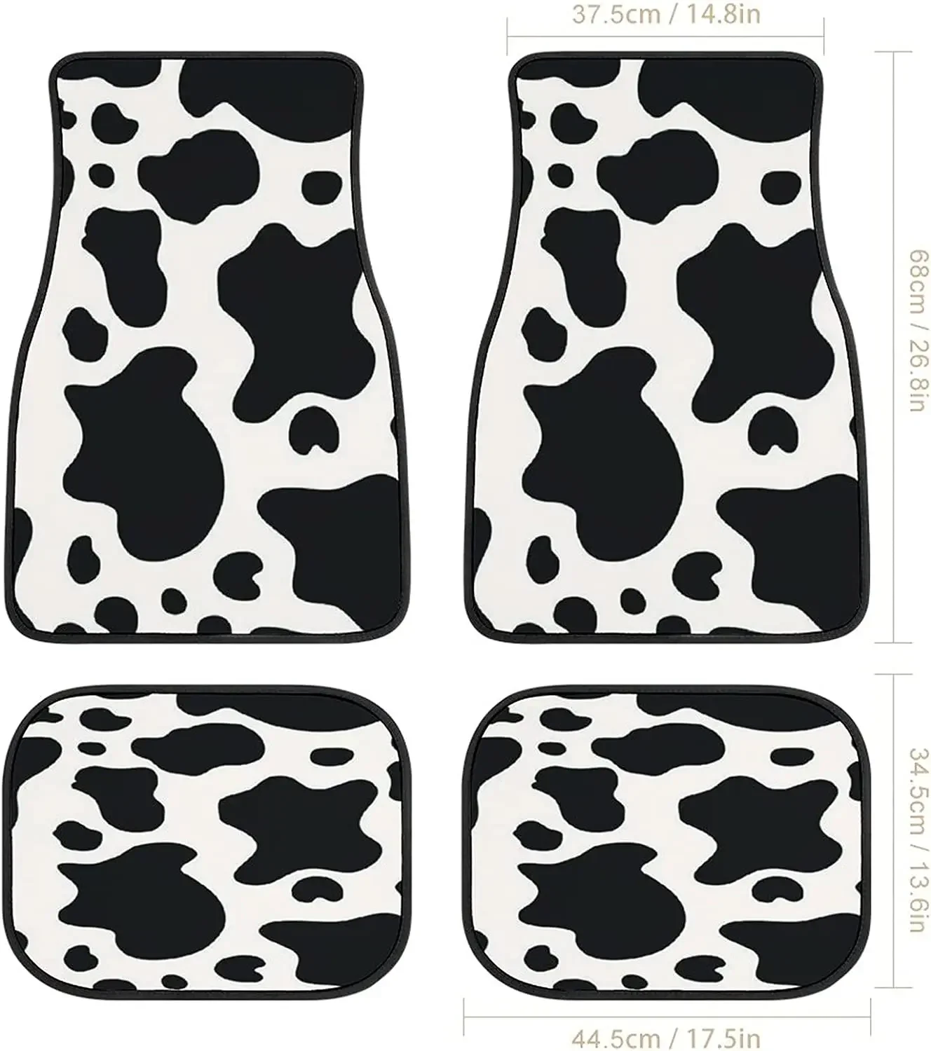 Tapis de voiture à motif de lait imprimé Animal, ensemble complet de 4 pièces, avec arrière antidérapant, pour camion SUV