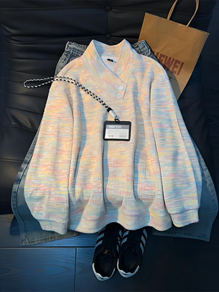 

Мужская толстовка Cleanfit с длинным рукавом, двойным воротником и боковыми синими полосками, повседневная, весна 2026, удобная, из полиэстера