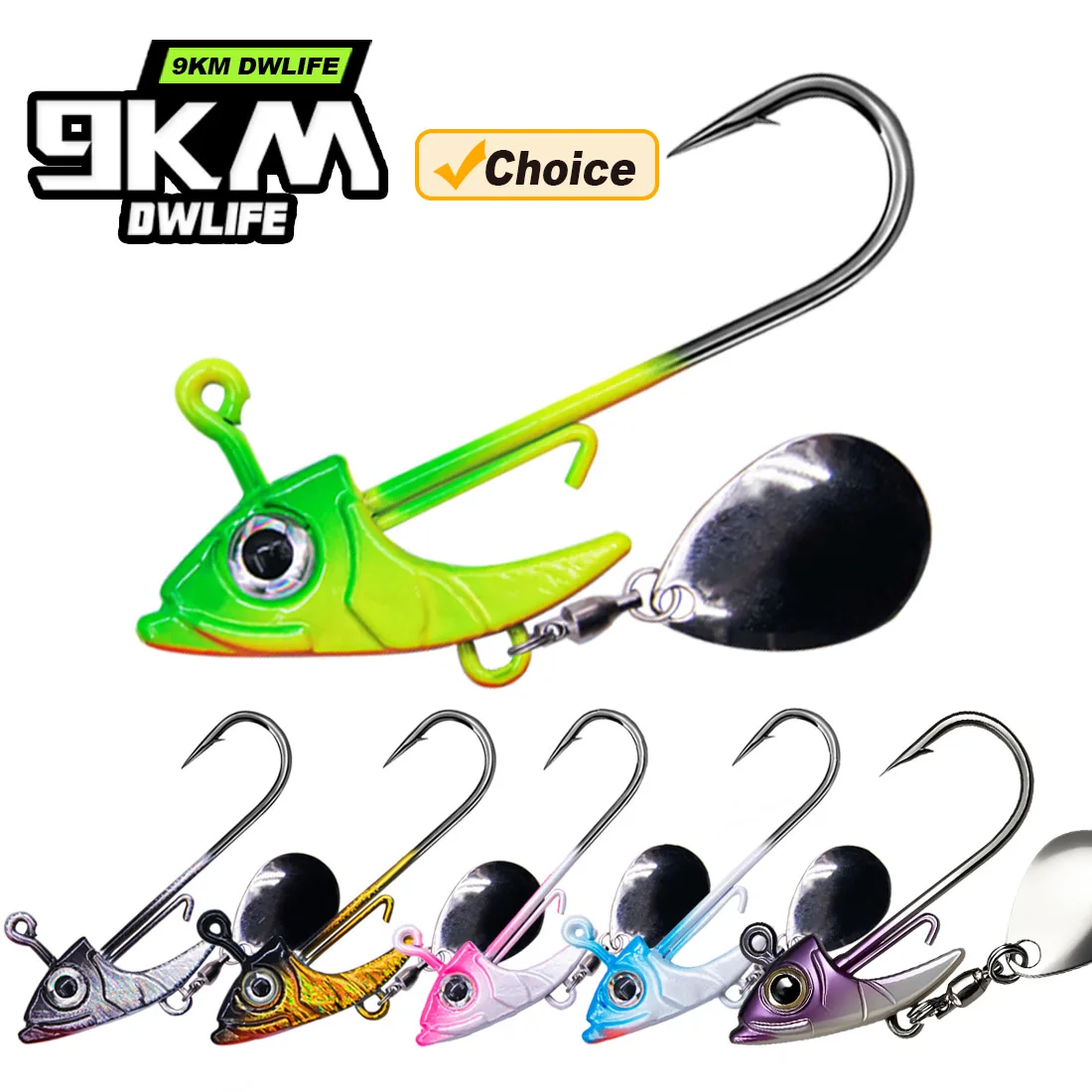 9KM Jigkopfhaken 7,5~15g Swimbait-Haken mit Pailletten, Löffel-Dreieck-Jigkopf für Weichköder, Bionischer Fischkopf für Salzwasser