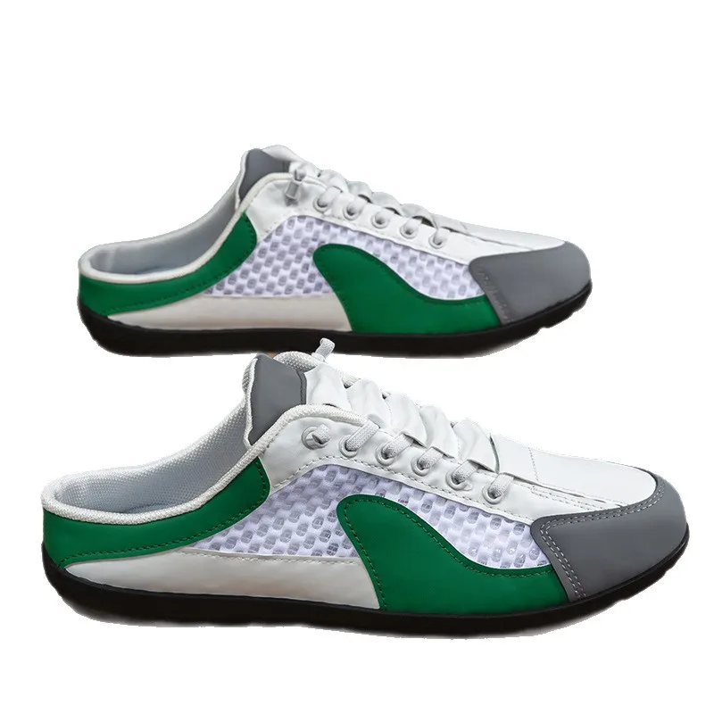 

Summer New Breathable Half-support Oversized Shoes for Men Baotou Man Outdoor Walking Shoes Large Flat Light Slippers Sandals