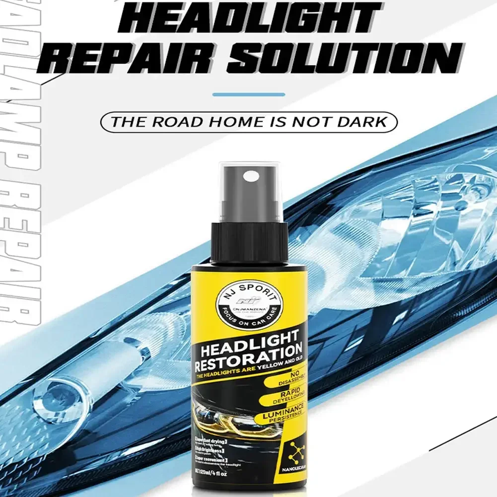 120ml Car Headlamp Scratch Remover Restoration Liquid Repair Cleaning Headlight Light Restorative Liquid Removing Oxidation Dirt