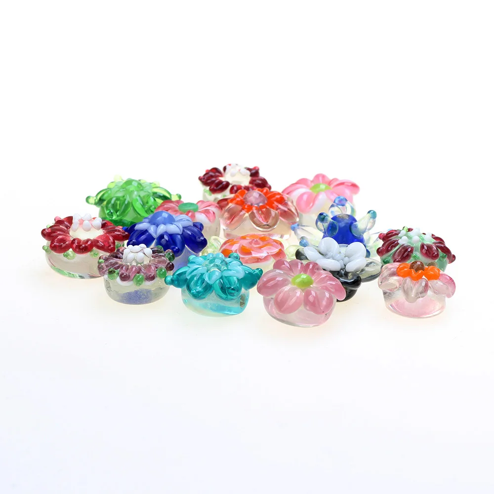 Limited Edition Styles Traditional Crafts Pure Handmade 17mm Flowers Lampwork Glass Beads For Charm Bracelets/Earring/Necklace