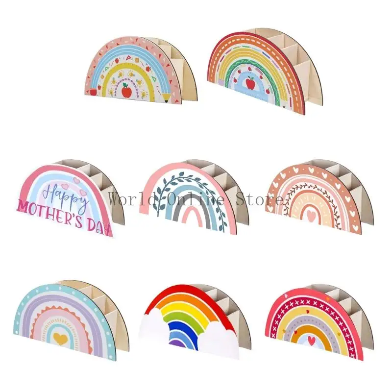 

Rainbow Like Pencil Cup Pen Cup 5 Segments Desk Pen Organizers for Office 87HC
