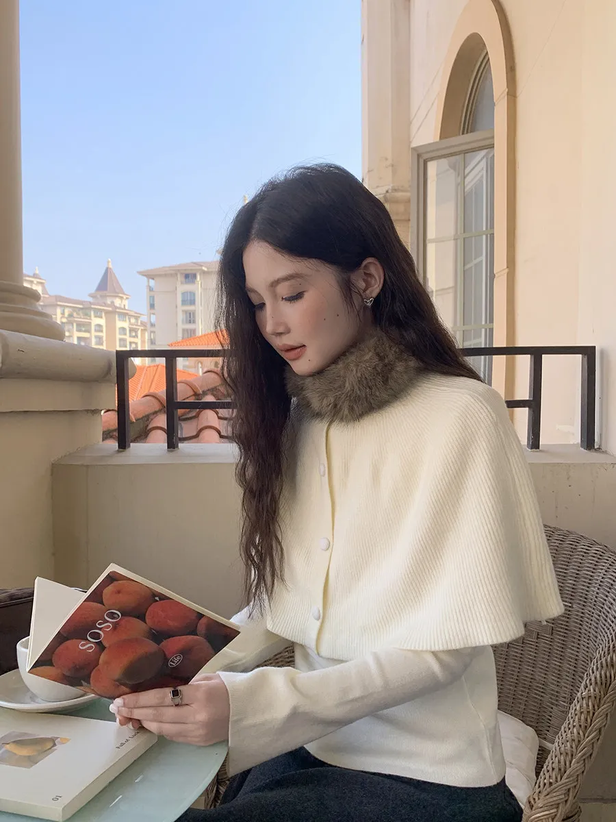 

Женский вязаный комплект Linyunyun из двух предметов: накидка с длинными рукавами цвета корицы и повседневный стильный костюм из мягкой полиэстеровой смеси для комфортной носки