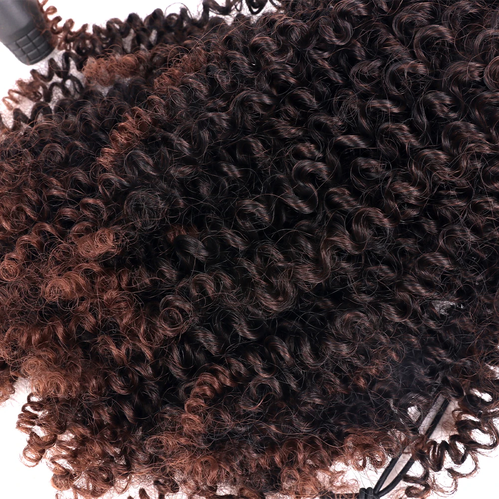 Extensão de rabo de cavalo encaracolado Kinky curto para mulheres negras, hairpiece natural do cordão, sopro do afro, sintético, 10