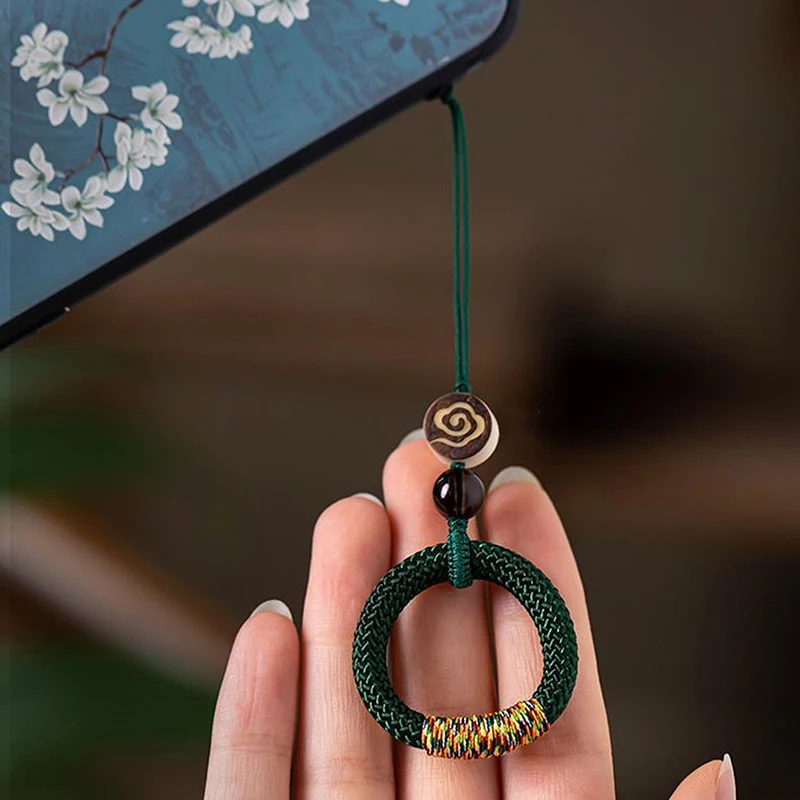 Kreativer Handy-Handschlaufe im chinesischen Stil, feiner, schlichter Schlüsselanhänger, Taschenanhänger, handgewebter Ring, Schnallenanhänger, Wolkenmuster – Detail 9