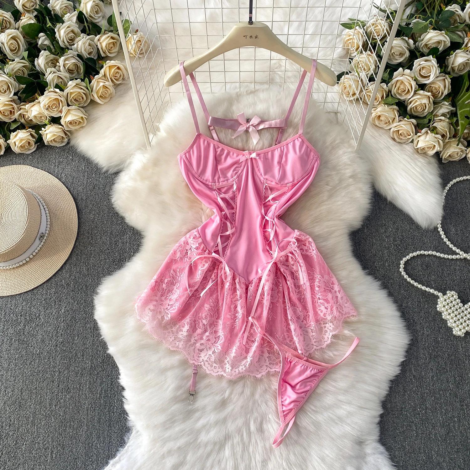 Robe Chic vintage en dentelle épissée sans manches, fée élégante, mode coréenne, vêtements de plage pour femmes