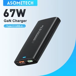 ASOMETECH 67W GaN Charger PPS QC PD3.0 USB Type C Travel Fast Travel Charger for  IPhone 14 13 Samsung S23 Hauwei Xiaomi Macbook