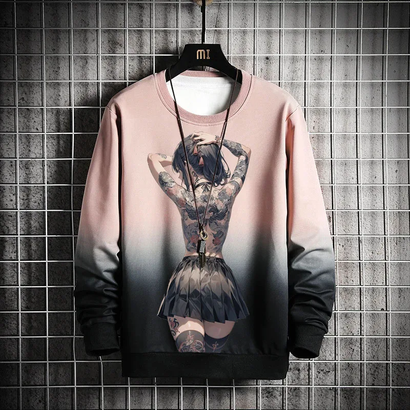 3D Print Anime Characters Long Sleeve T-Shirts For Men Autumn Fashion Men\'s O-Neck Sportwear Oversized  Pullover Men clothing