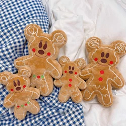 Homem De Gingerbread Mickey Minnie Plush Toy Bag Pingente, Peluches De Biscoito Anime Recheado, Boneca Cookie Fofinho, Decoração De Casa, Presentes De Natal