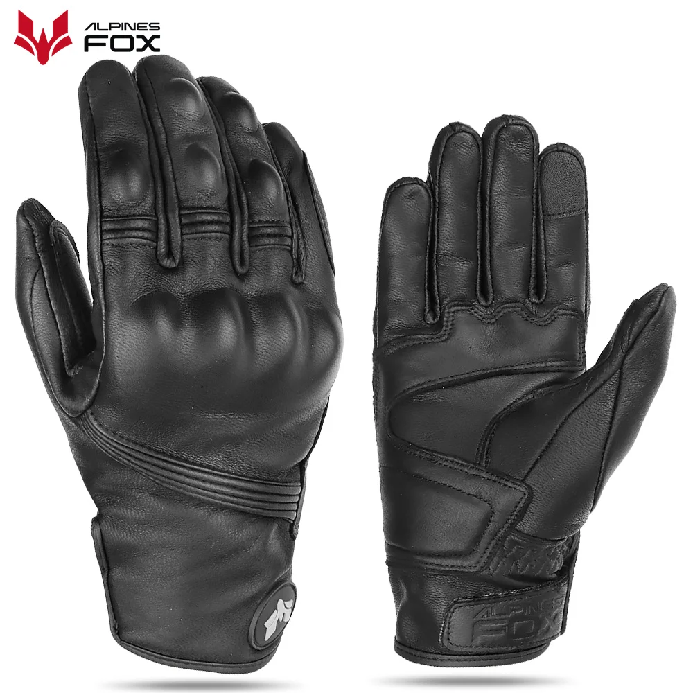 Guantes de cuero perforado Retro para motocicleta, equipo de protección para ciclismo, Motocross, hombre y mujer