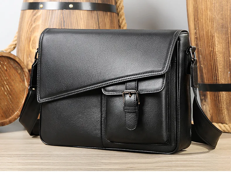 

Casual Men Crossbody Bag Genuine Leather Fashion Shoulder Bag High Quality Leather Original Messenger For 10.5 Inch iPad