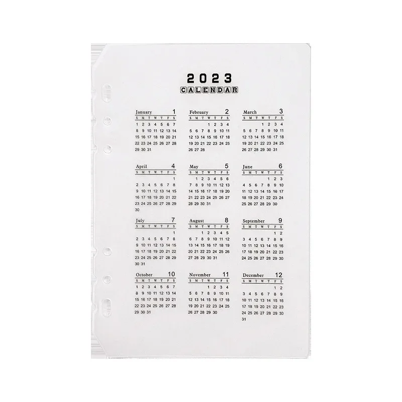 1 pz 2023 calendario PP divisore formato A5/A6 fogli sciolti notebook pianificatore foglio di indice raccoglitore categoria pianificatore clip interna