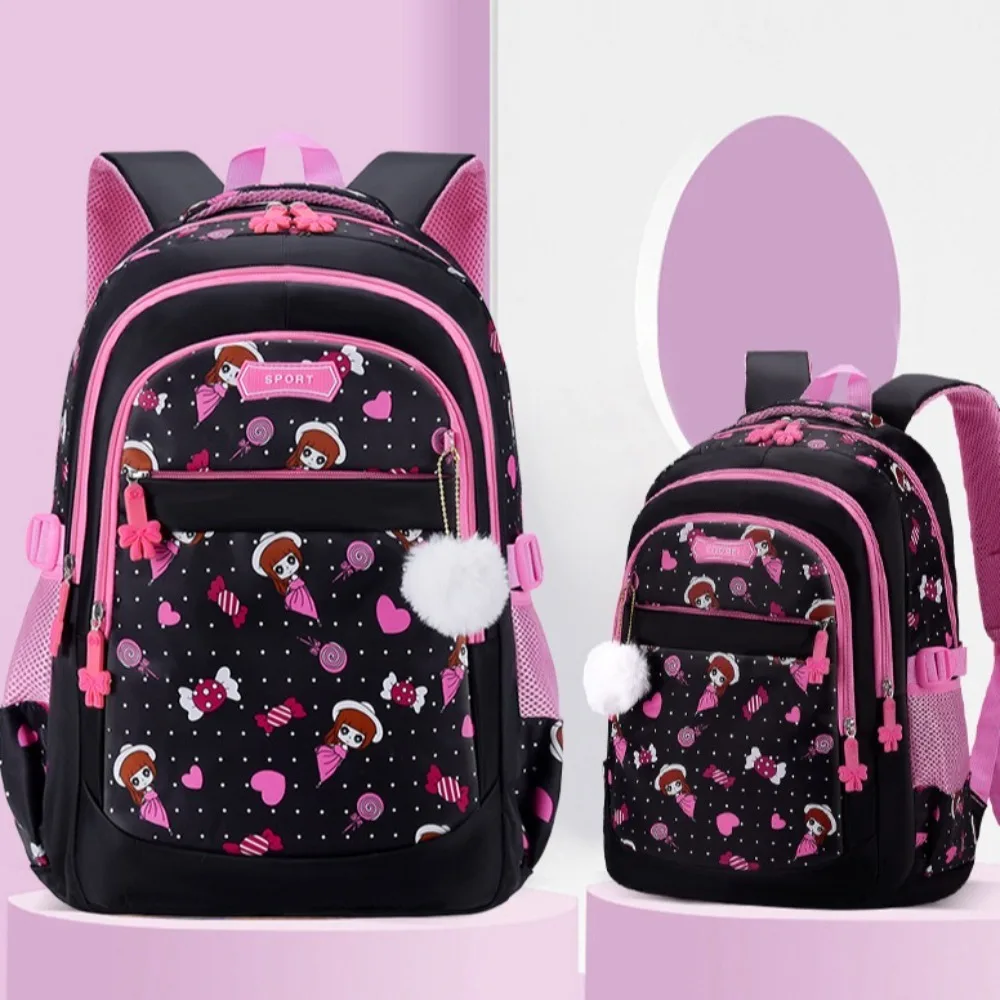 

Princess Style Primary School Schoolbag Large Capacity Waterproof Cartoon Printed Backpack Lightweight Adjustable Straps