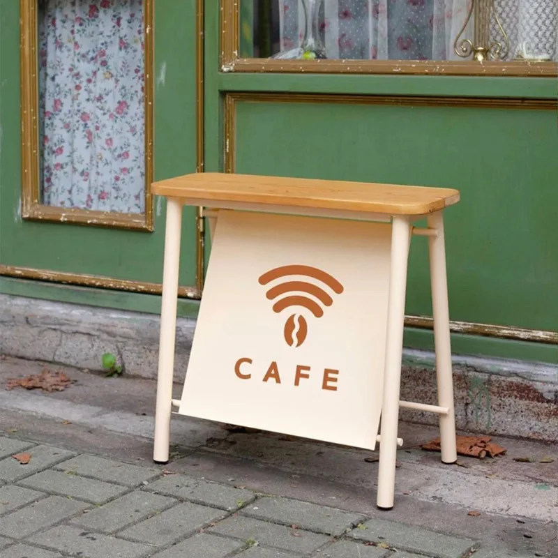 Floor-to-ceiling solid wood bench sign Floor-to-ceiling sign out-of-home advertising sign Display  Creative restaurant bench
