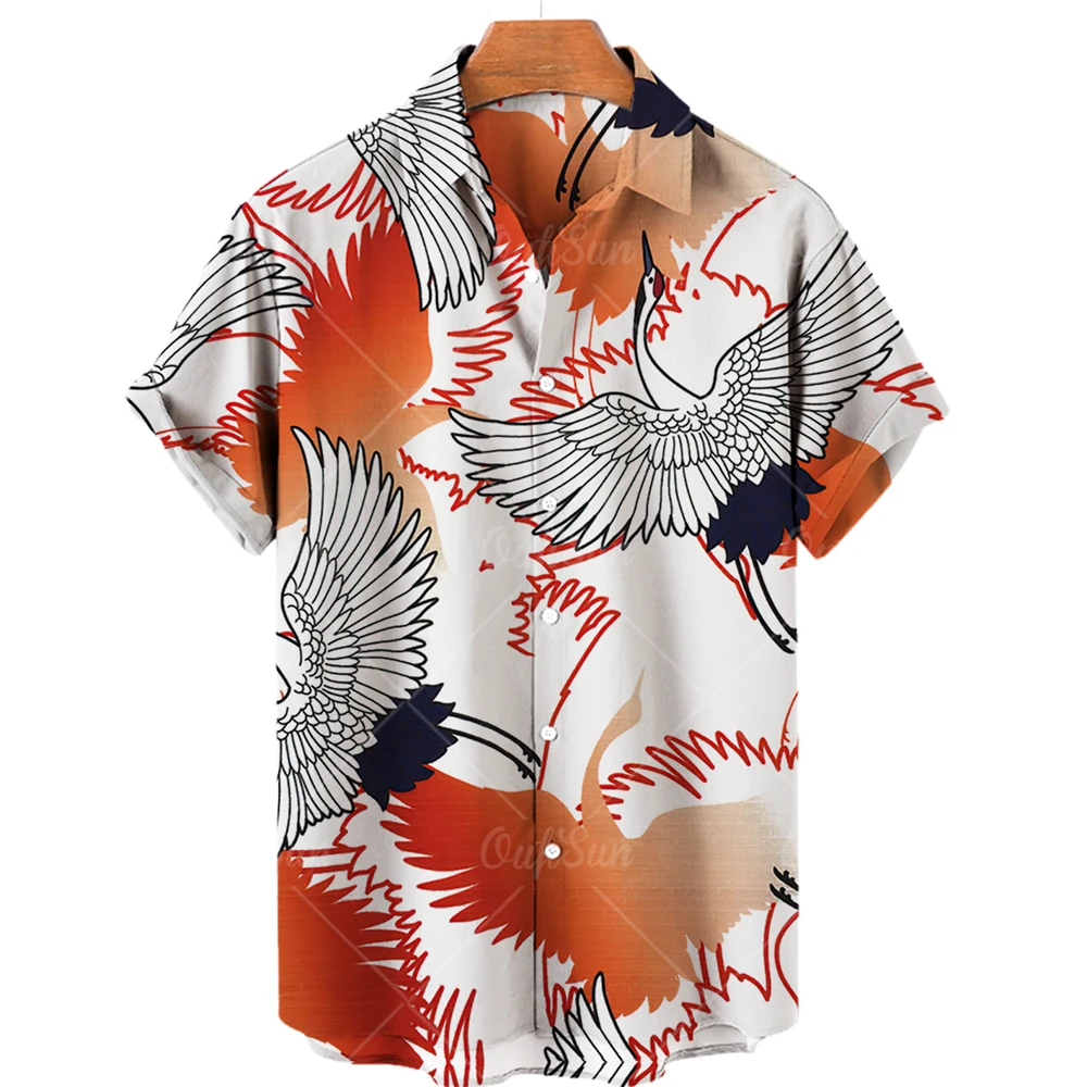 

2024 Men's Hawaiian Shirt, 3D Printed Short Sleeved Shirt, Men's Casual Fashion Shirt, Lapel, Single Button, Beach Top