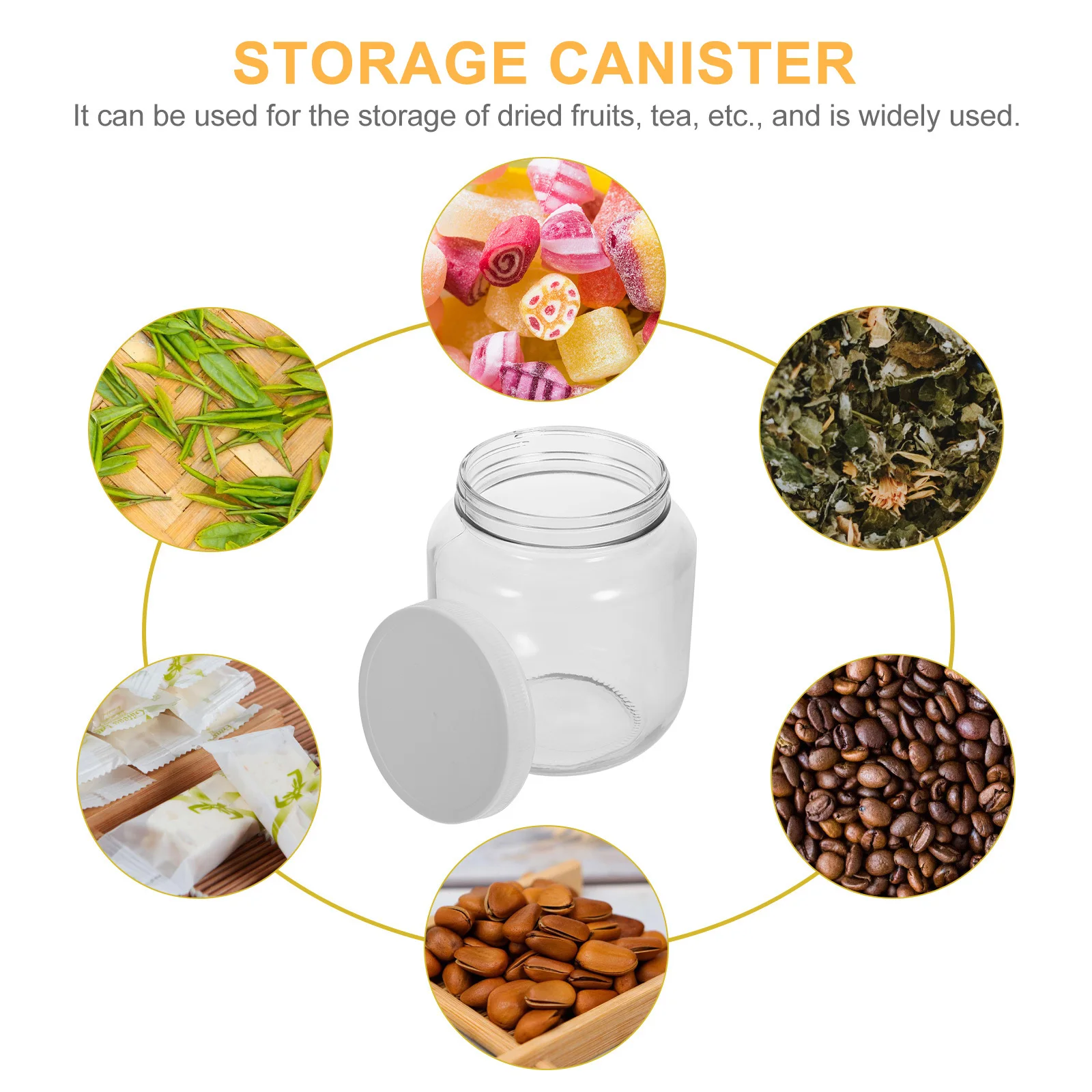 

Half Gallon Sealed Glass Jar with Plastic Lid Wide Mouth Design Food Storage Container for Kitchen Dry Ingredients