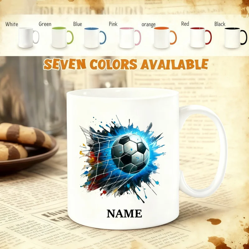 Customizable Name Mug with Dynamic Ink Splash Football Design - Perfect Birthday and Holiday Gift!