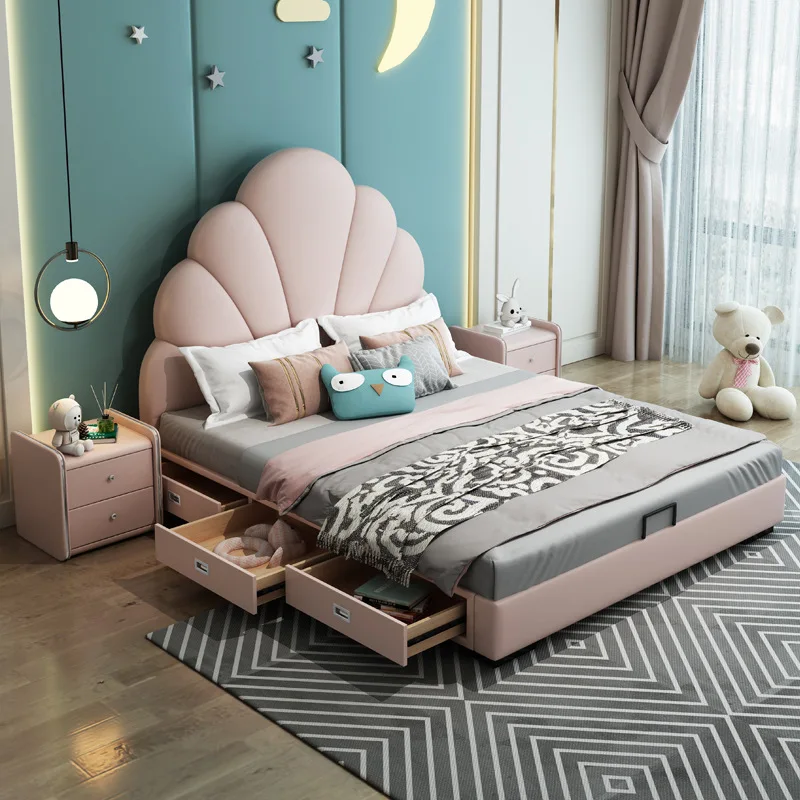 Cartoon Shell Bed Children'S Bed Popular Simple Modern Cute Beauty Princess Bed With Storage for Kids Furniture