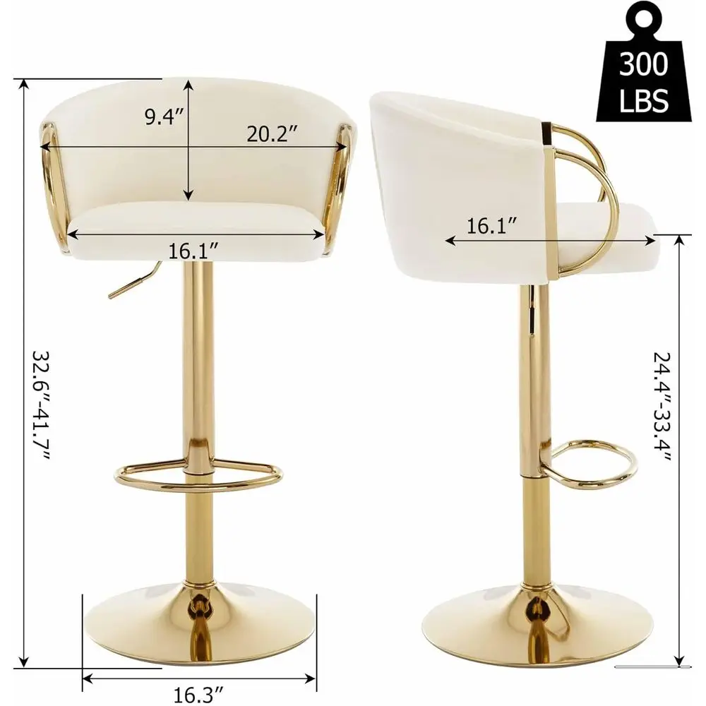 Набор из 4-х золотых бархатных поворотных барных стульев со спинками и подлокотниками, стульев с регулируемой высотой для кухонного острова или кафе, Cre