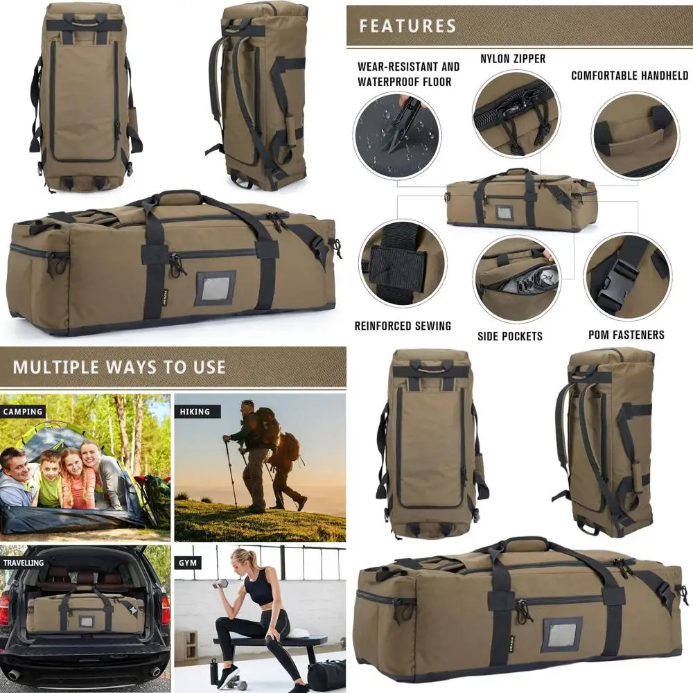 

105L Water-Resistant Polyester Travel and Gym Bag with Shoe Compartment - Ideal for Men and Women