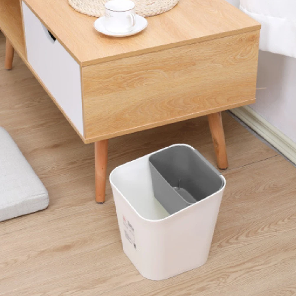 

Thicken Plastic Garbage Can Simple Design Dry Wet Separation Home Office Trash Friendly PP Material Neat Living