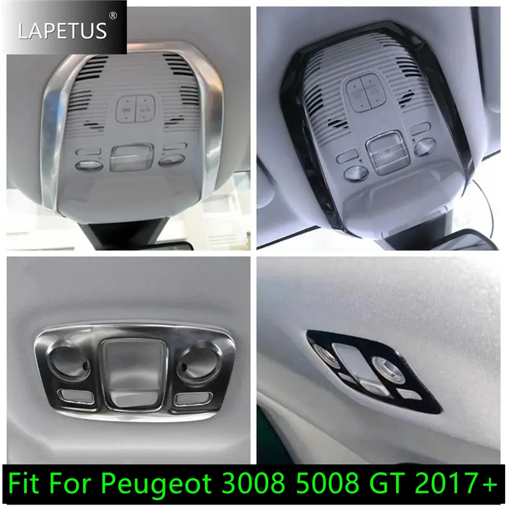 

Silver Front Rear Reading Lights Lamps Frame Decor Cover Trim For Peugeot 3008 5008 GT 2017 - 2023 Interior Modified Accessories