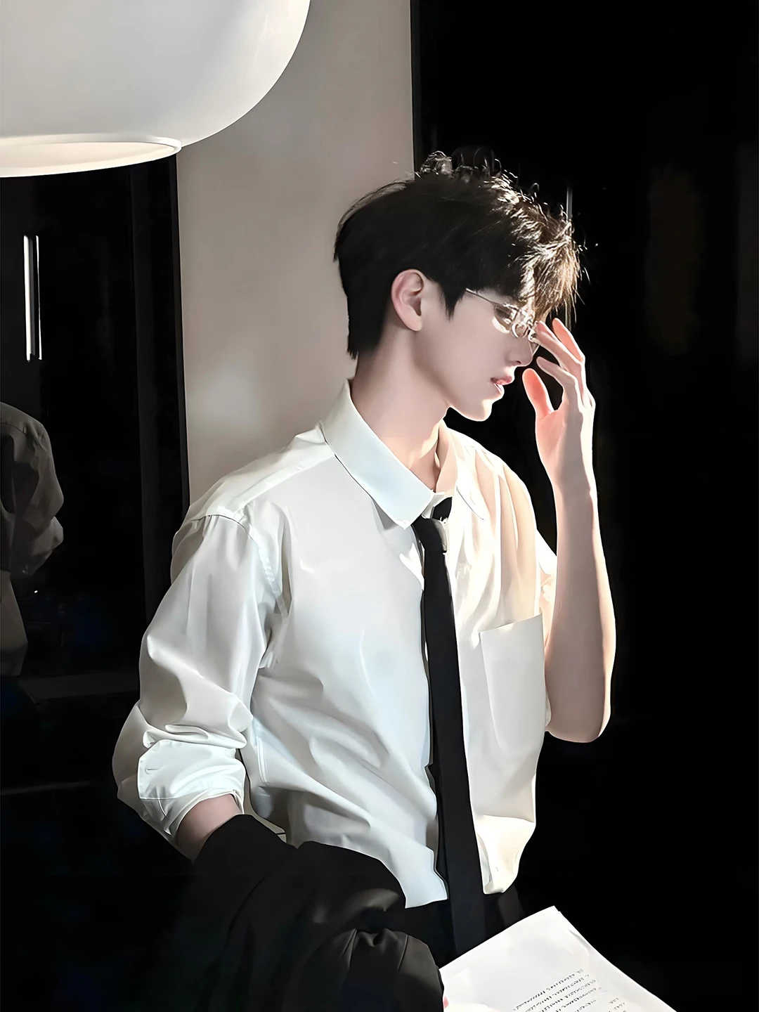 Elegant White Long Sleeve Men's Shirt College Style Suit Inner Wear Luxury Feel DK Uniform Jacket Loose Fit Four Seasons