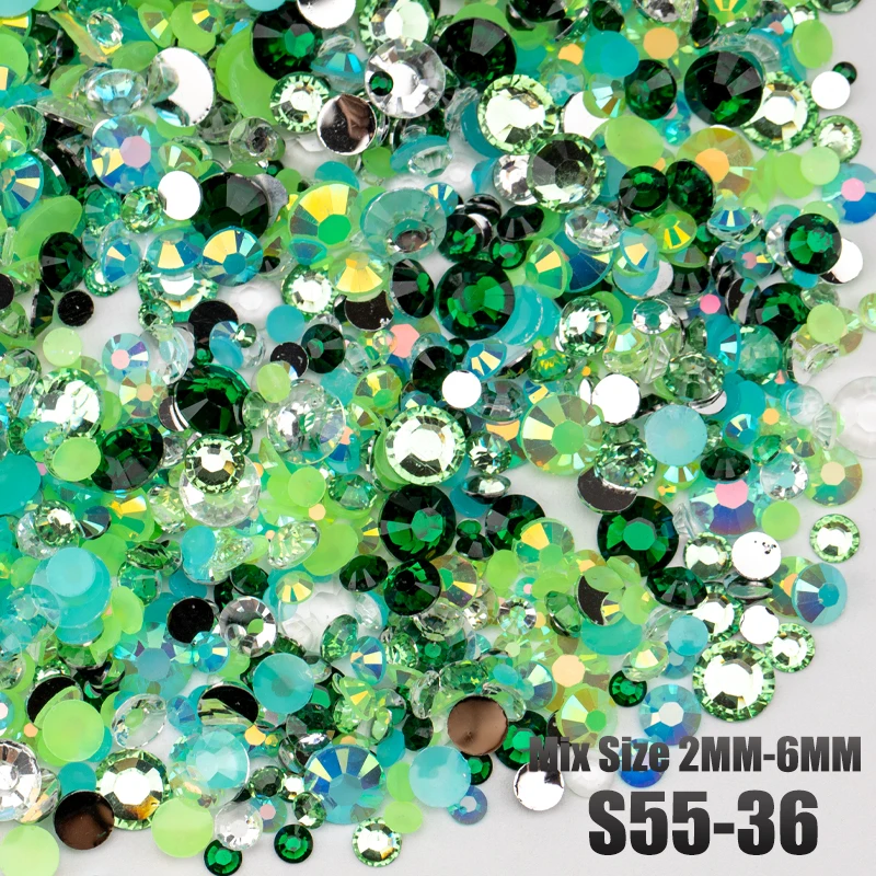 VDD S55-13 Gemischte Größen 2-6mm Harz-Strasssteine Kristalle Nicht Heißfixierbar Farbe AB Flache Rückseite Steine für DIY-Bastelarbeiten Nagelkunst-Dekorationen – Detail 40