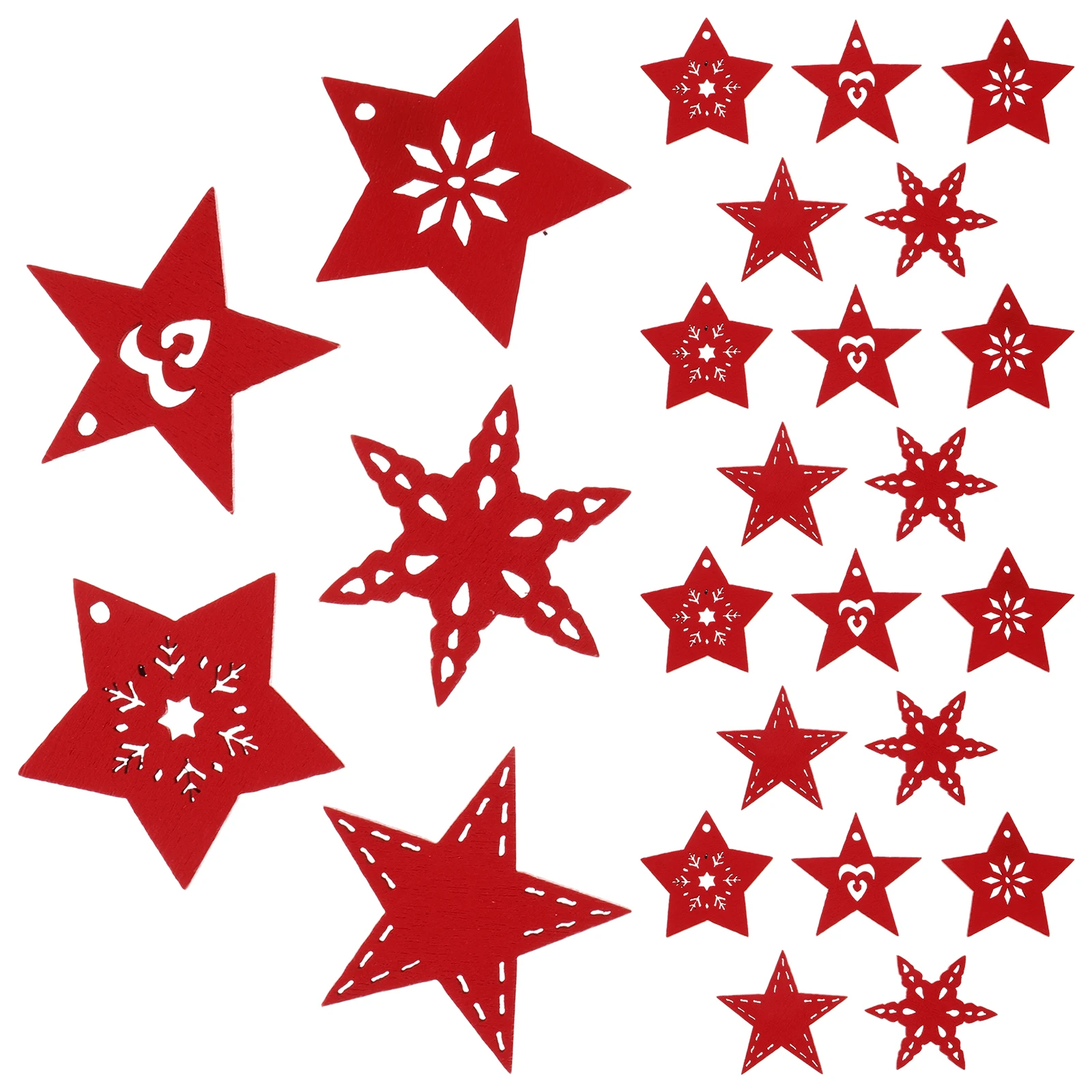 

50pcs Pentagram Wooden Ornaments Red Christmas Tree Decorations Craft Cutout Plates Diy Hanging Premium Quality Safe