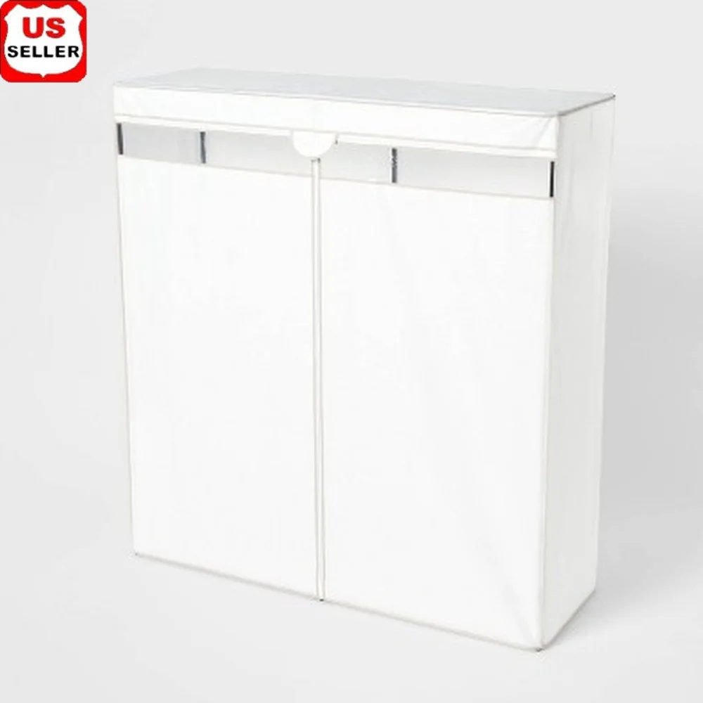 

Portable Covered Storage Closet with Zipper Rust-Resistant Metal Frame Garment Rack Organizing Clothes Easy Assembly