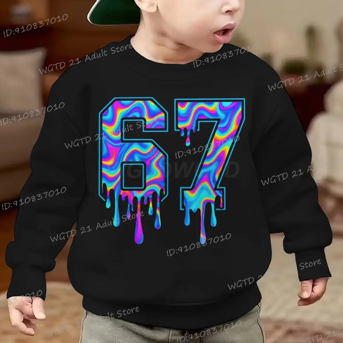 العصرية 67 ميمي الاطفال البلوز مضحك الشرير نمط ستة سبعة طفل البلوز المألوف النساء الرجال طويلة الأكمام 67 بلوزات #1