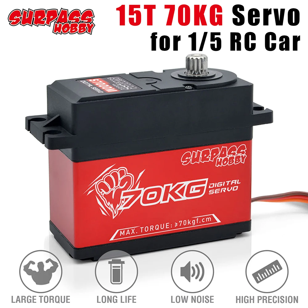 Surpass Hobby 15T 70KG 1/5 RC Servo Motors High Torque Servo Digital DC Metal Gear for 1/6 1/4 RC Car Buggy Boat Robot S7000M