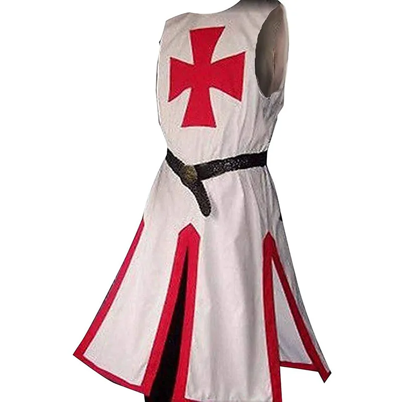 Mittelalterliche Tempelritter-Tunika für Herren, Renaissance-Halloween-Jacke, Krieger-Outfit, Schwarz, Karneval, Party, Rollenspiel, Oberteil – Detail 6