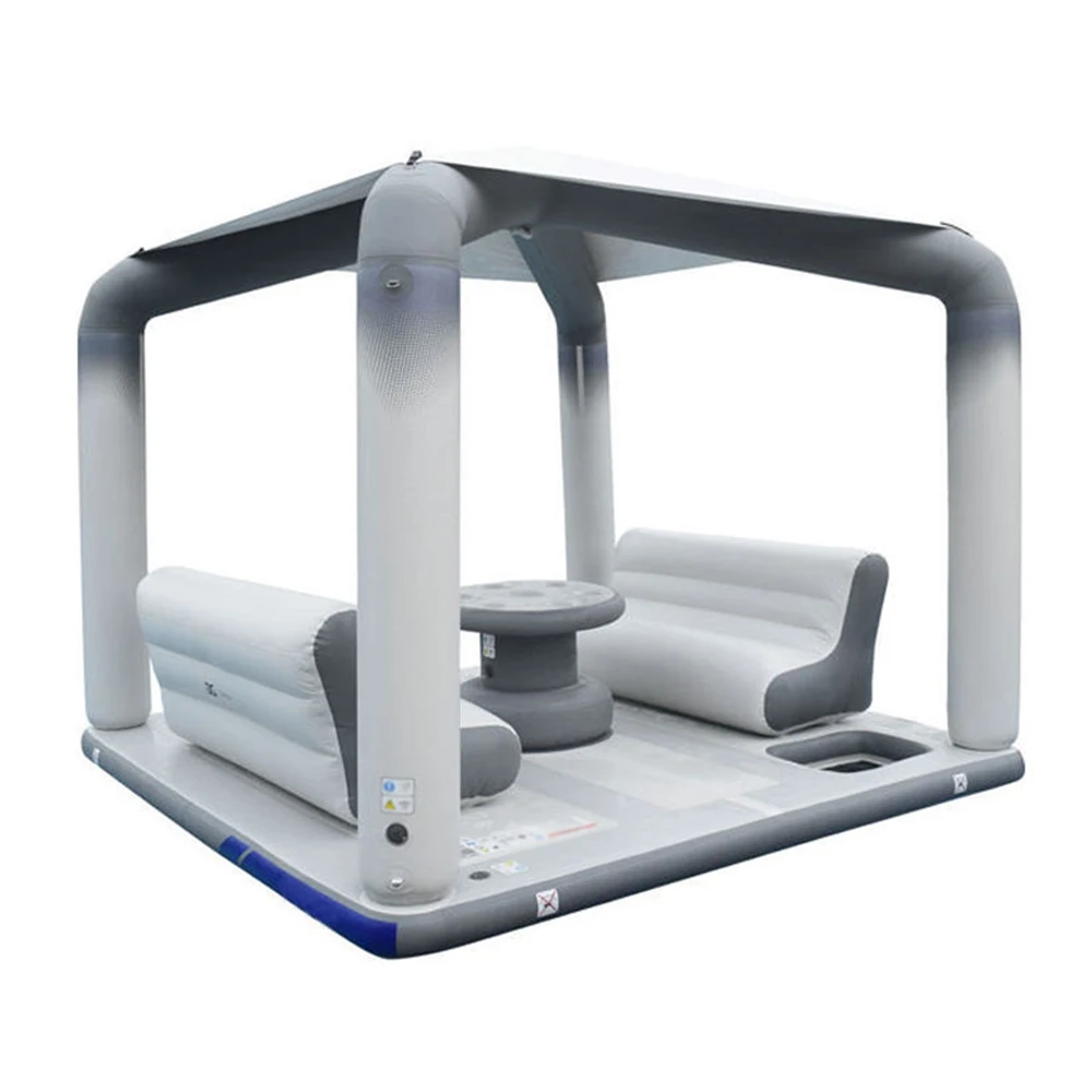 

！@Wholesale Inflatable Water Floating Tent Lounge Area Inflatable Platform with Canopy