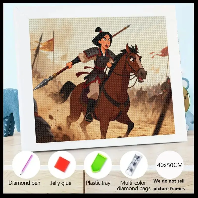 

1 шт. 5D DIY комплект алмазной живописи, эпическая женщина-воин, принцесса на вершиной боевой сцены, полная дрель, круглый кристалл, алмазное искусство Cr