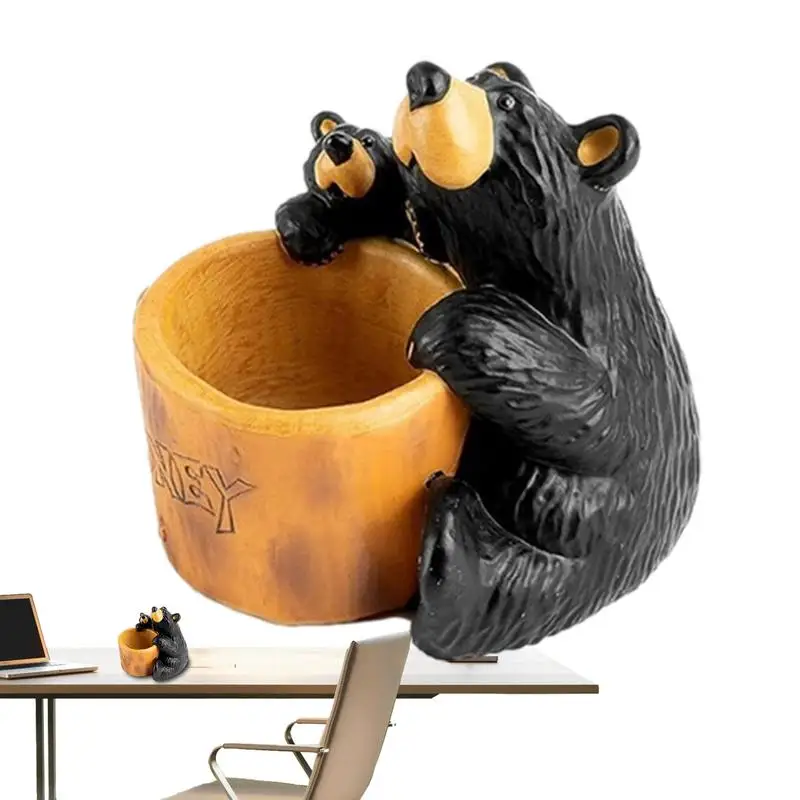 

Декоративная статуэтка медведя, черный медведь, мать, ребенок, черная медведь, мать, ребенок, ручная работа, из смолы, черный медведь